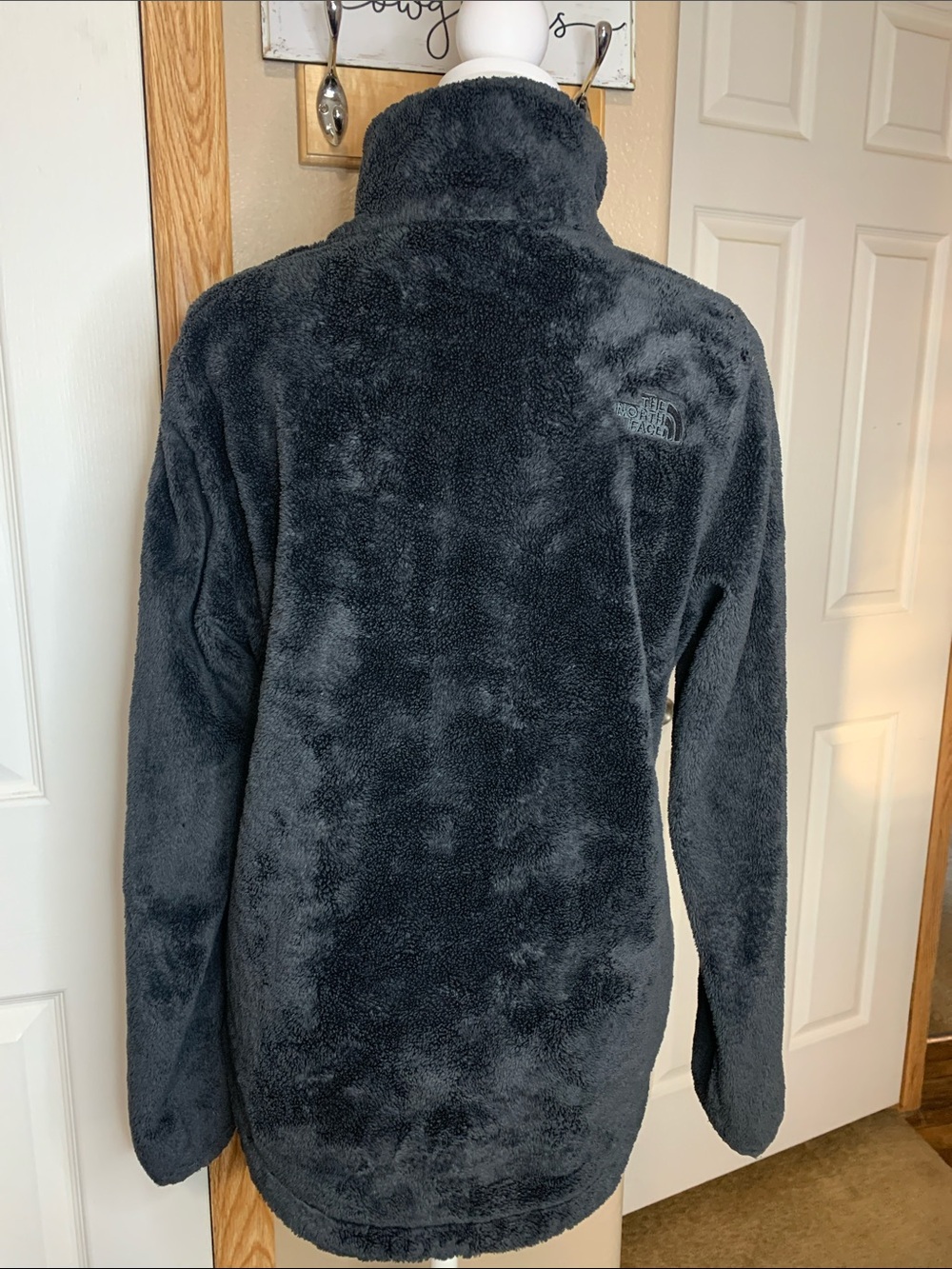 NORTH FACE Osito Black Fuzzy Fleece Pullover Quarter Zip Pockets - Picture 5 of 6
